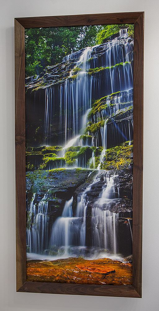 Tall custom framed print in a dark frame