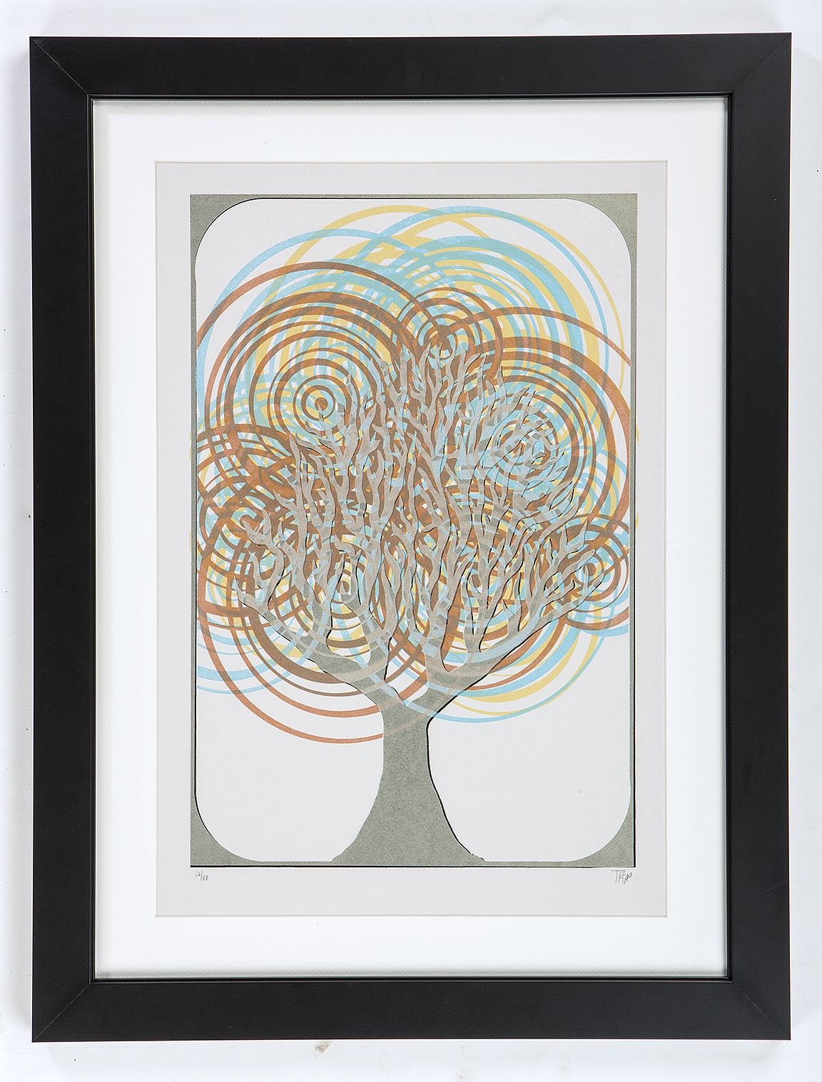 Framed poster with dark wood frame